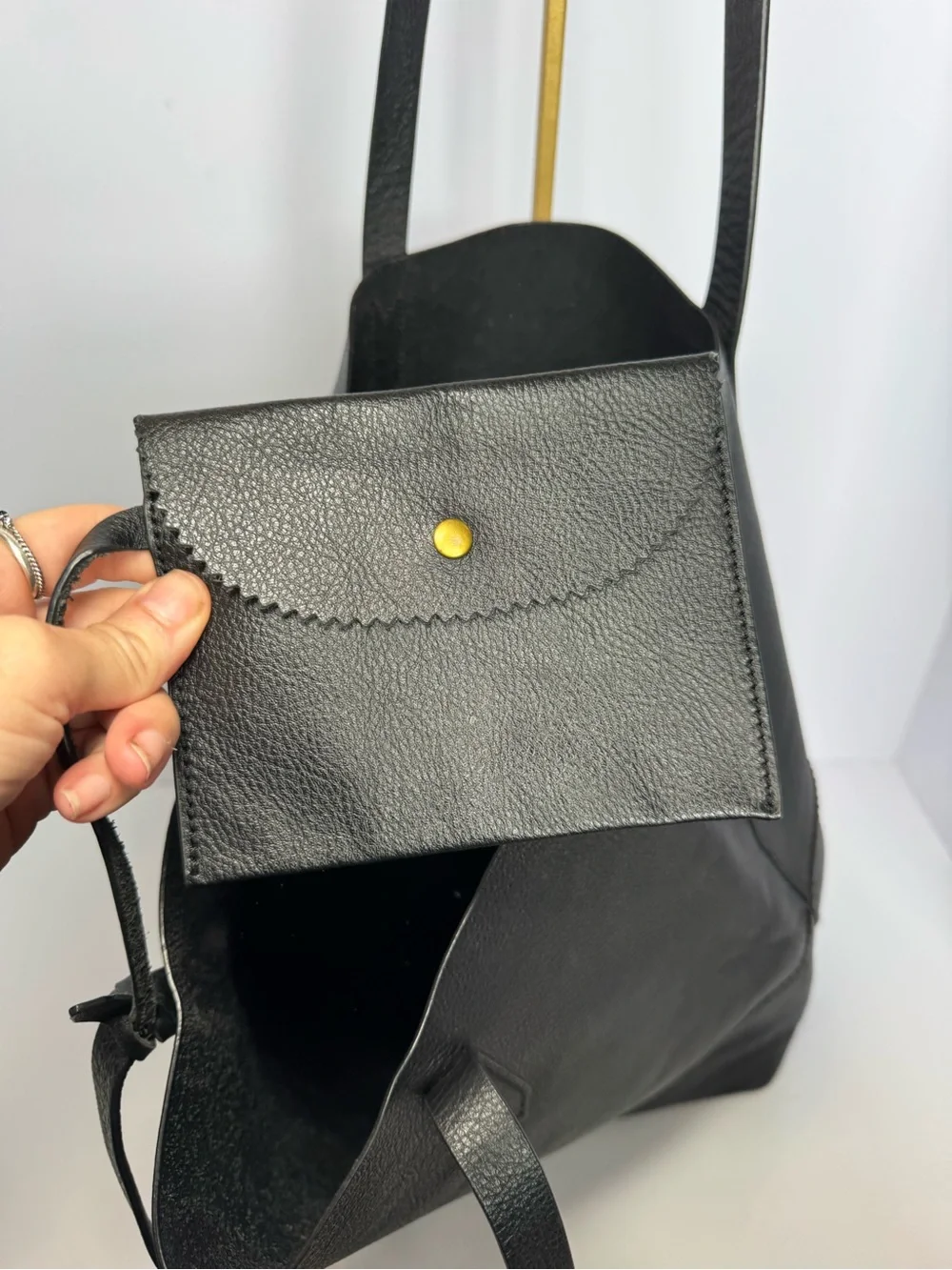 J.Crew Downing Tote Bag in Black Pebbled Leather